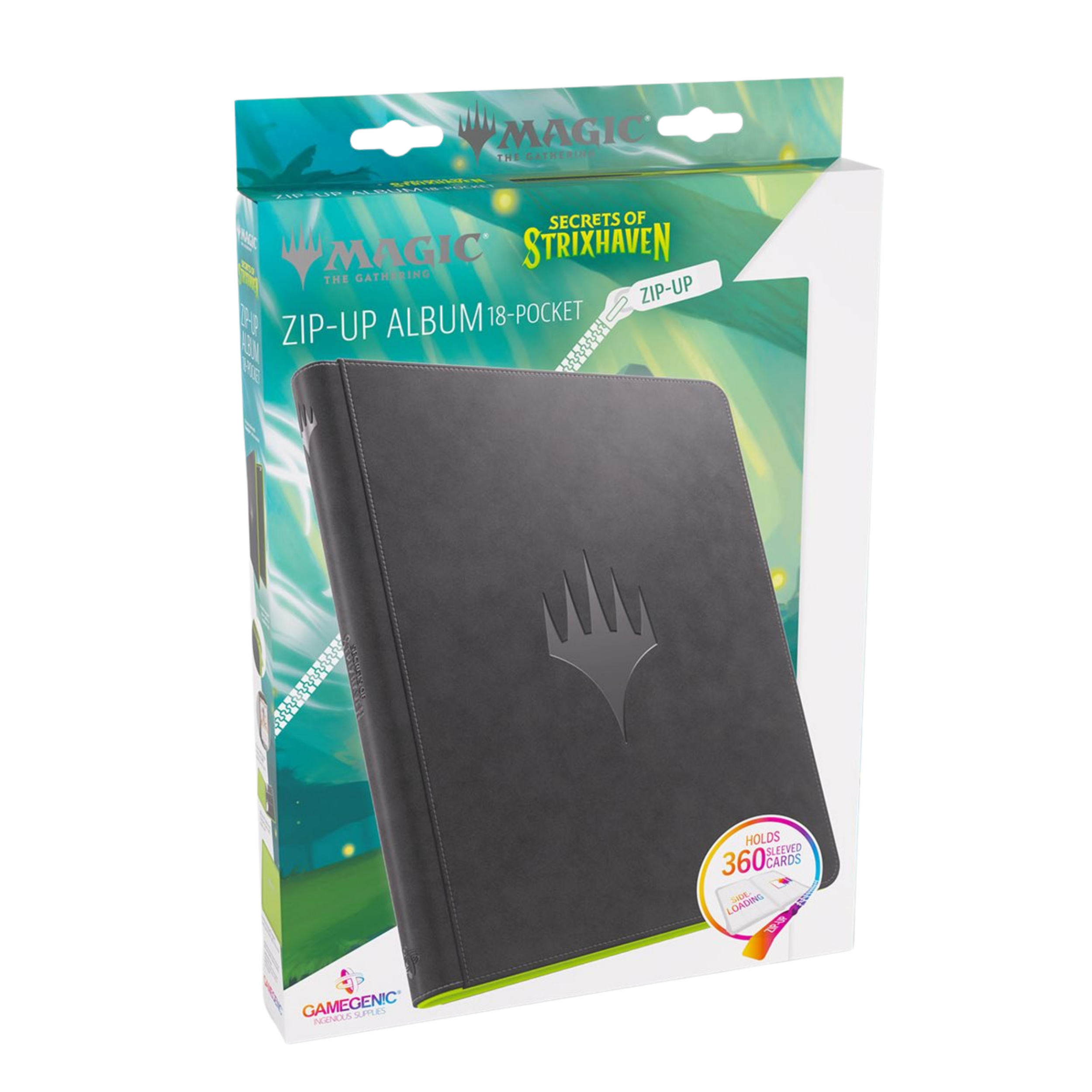 Gamegenic Secrets of Strixhaven: Black/Green Binder 18 Pocket Zip-Up Album